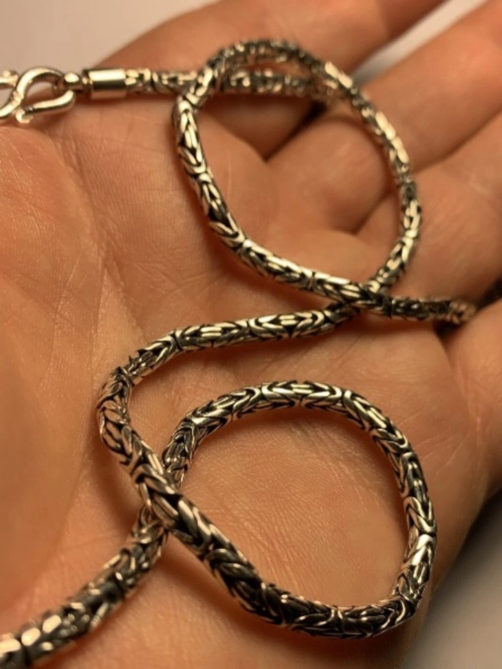 Sterling Silver King Chain 3 mm-Byzantine Viking style 23'' Long, special clasp